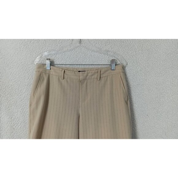 Nicole Miller Women's Beige Dress Pants Pink Pinstripe Size 6 With Pockets - Picture 3 of 11